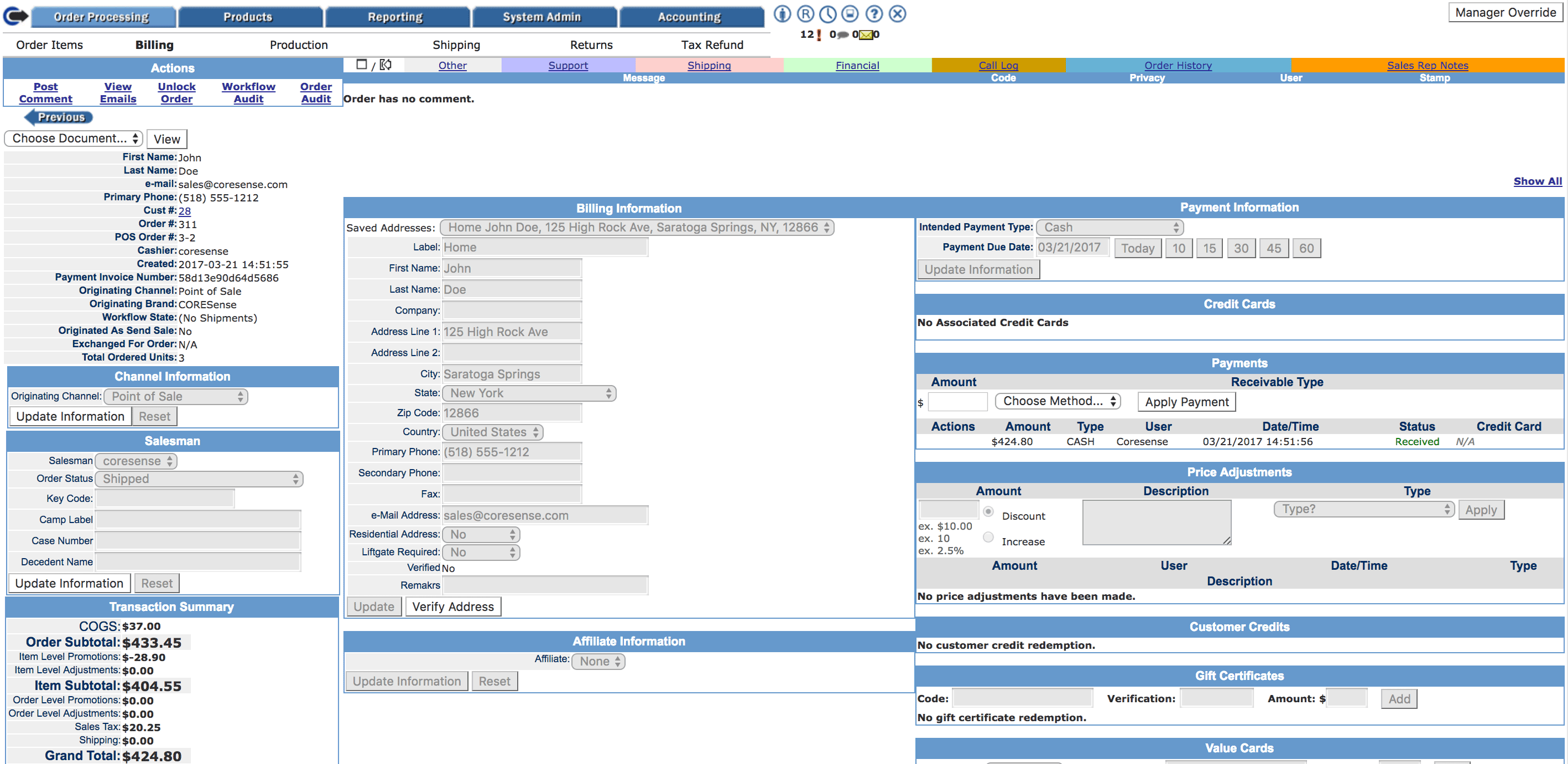 Order Mgt - Billing